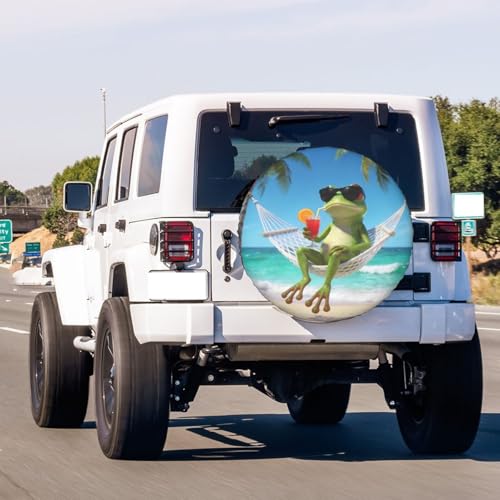 Image of Summer Green Frog Spare Tire Cover Dust-Proof Wheel Tire Cover Fit Trailer, RV, SUV and Many Vehicle 15 Inch