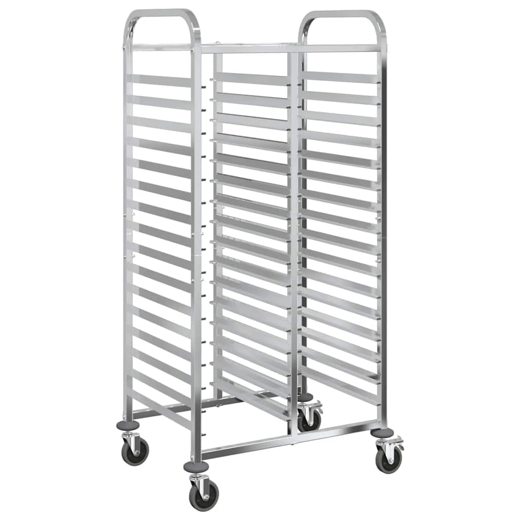 vidaXL Carro con bandejas y 32 contenedores GN 75x55x162,5 cm, Estante para bandejas, Carro para panadería, Estante para bandejas de panecillos