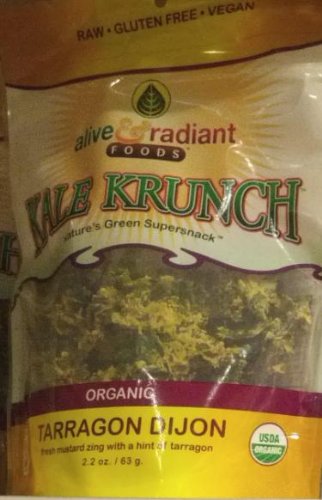 Alive & Rediant Foods - Kale Krunch - Organic Tarragon Dijon, Nature's Green Supersnack. 2.2-ounce bag (Pack of 4)