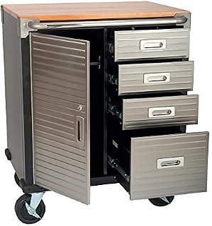 Garage Metal 4 Door Cabinet With Side Storage On Castors Commercial Quality By Seville Classics