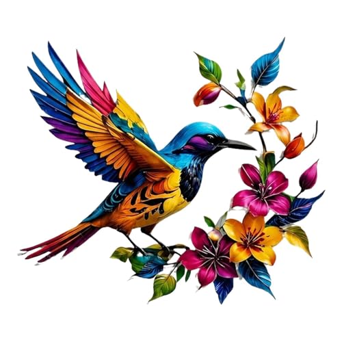 Arte de pared de colibrí | Adorno de pared colgante con flor | Decoración de colibrí de metal al aire libre, para valla de jardín, porche, patio, hogar, sala de estar, balcón y dormitorio
