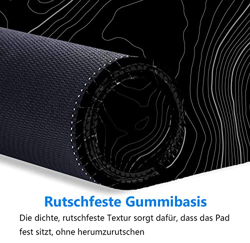 Muismat voor gamen, XXL, 900 x 400 mm, artistiek, met afgeronde hoeken, ruim, genaaide randen, waterdicht, anti-slip, voor pc, macbook, laptop, voor meer precisie en snelheid - Afbeelding 7