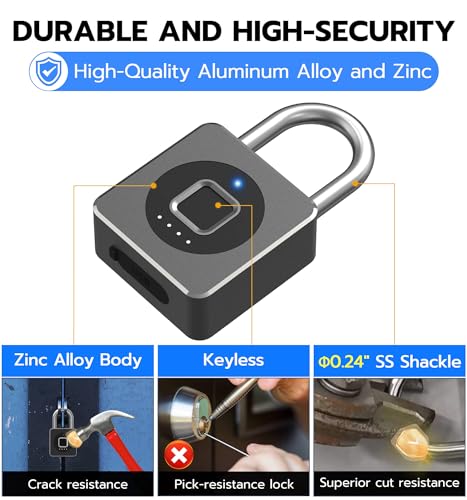 Elinksmart Fingerprint Padlock, Keyless Biometric Gym Locker Lock thumb #4