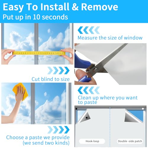 MI CASA Blackout Blind, 400x150cm Portable Stick on Blinds for Windows, Temporary Blackout Curtains Suitable for Cutting any Size Shape for Bedroom, Indoor and Outdoor, White - Cosy Home Interiors MI CASA Blackout Blind, 400x150cm Portable Stick on Blinds for Windows, Temporary Blackout Curtains Suitable for Cutting any Size Shape for Bedroom, Indoor and Outdoor, White - Image 4