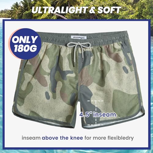 Image of maamgic Mens Boys Short 80s 90s Vintage Swim Trunks with Mesh Lining Quick Dry Swim Suits Board Shorts