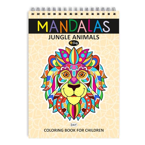 Finoly Mandala Enfant - Coloriage Mandala Enfant - Mandalas à Colorier Enfant Animaux - Livre Coloriage Enfant - Cahier Coloriage Mandala Enfant - Format A4 - Papier Premium - Reliure Spirale (Jour)