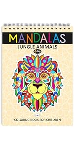 Libro Mandala Da Colorare Per Bambini - 30 Disegni Animali, Formato A4, Carta Premium, Spirale