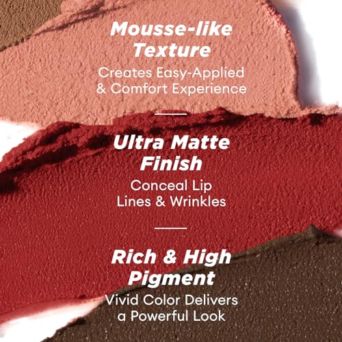 Image of ITY Velvet Matte Finish Lip Stain-Mousse Textured Lip Clay, Nude Shade, Conceals Lip Lines, Rich Pigment Lip Tint Lipsticks, 0.14 oz (4g) in Petal