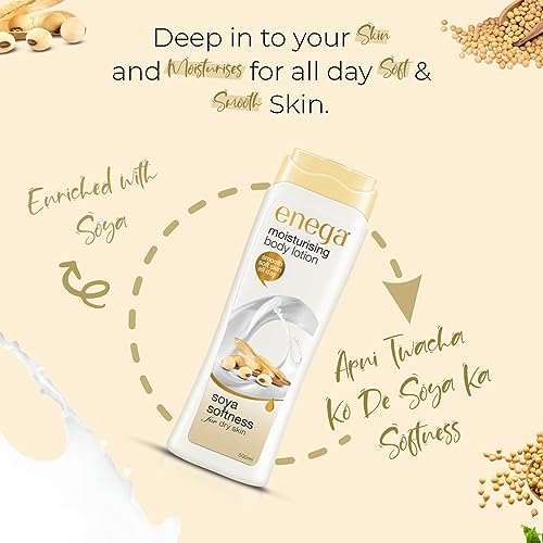 Image of Enega Soya Softness for Dry Skin Non Grassy & Deep Nourish Moisturizing Body Lotion for Men & Women - 500 ML (Pack of 1)