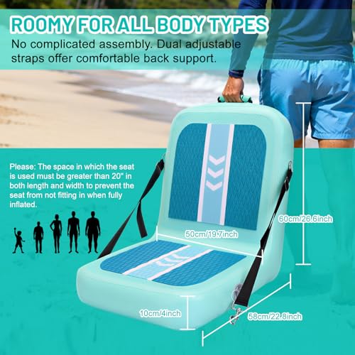 Asiento Inflable para Kayak con Respaldo y Bolsa de Almacenamiento de Malla, Cojín Ajustable para Tabla de Paddle para Adultos, Asiento Portátil para SUP, Balsa, Canoa, Bote de Pesca miniatura 3