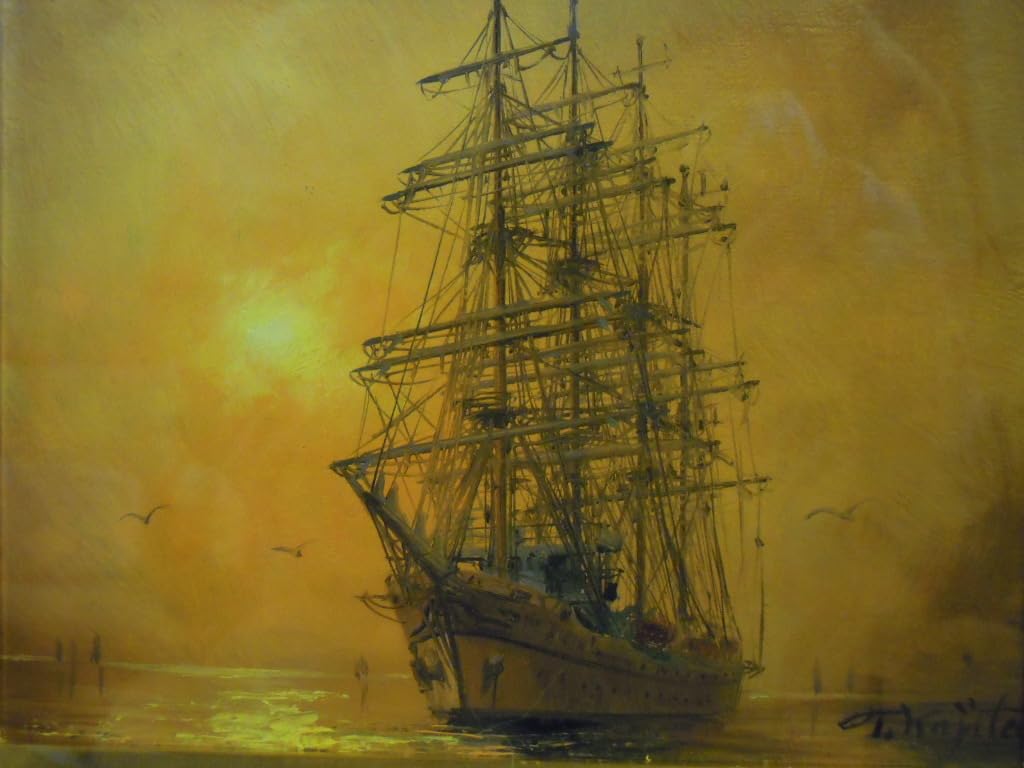 梶田達二　日本丸　油彩FO 梶田達二日本丸油彩FO