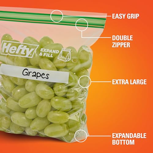 Hefty XL Press to Close Plastic Sandwich Expand and Fill Food Storage Bags, 130 Count - image 4