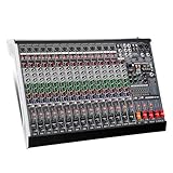 MIZISNR 16 Channel Audio Mixer Professional Sound Mixing Board with 99 DSP Effects, 7-band EQ Digital DJ Mixer Console w/USB Bluetooth MP3 for Recording, Independent 48V Power & Mute Button