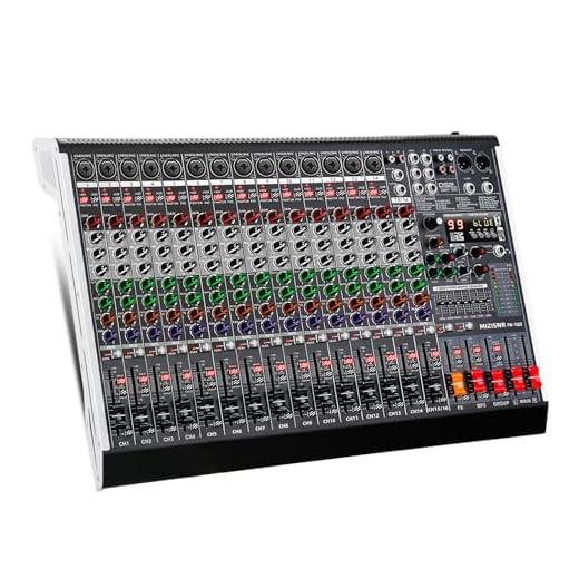MIZISNR 16 Channel Audio Mixer Professional Sound Mixing Board with 99 DSP Effects, 7-band EQ Digital DJ Mixer Console w/USB Bluetooth MP3 for Recording, Independent 48V Power & Mute Button