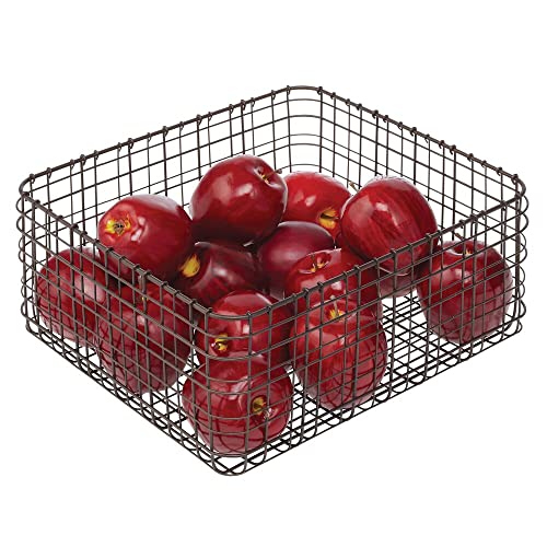 mDesign Set van 6 multifunctionele korven van metaal – opbergmand voor keuken, voorraadkamer enz. – compacte en universele draadmand – bronskleur - Image 6