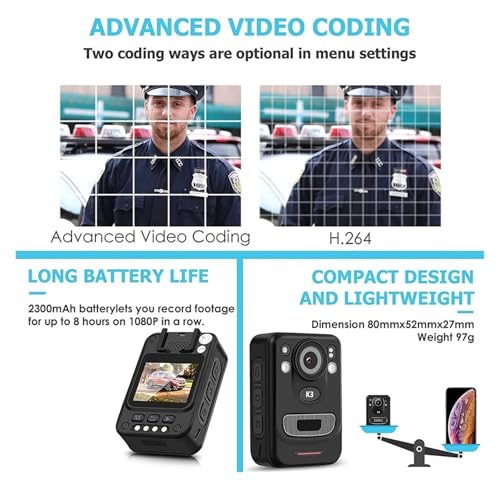 Mini videocámara portátil C3 de 128GB, cámara de cuerpo gran angular para seguridad vial 7