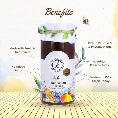 Image of KALON 100% Natural Fruit Fusion Jam | Made with 100% Kalon Honey | No Added Sugar and Preservatives - 300 gm