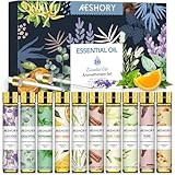 Aeshory Essential Oils Set 10 x 10ML, Pure Premium Aromatherapy Essential Oil for Diffuser for Home, Cleaning, Relaxation, Massage, Skin Care, Air Freshening, DIY Soap & Candle, Perfume Making