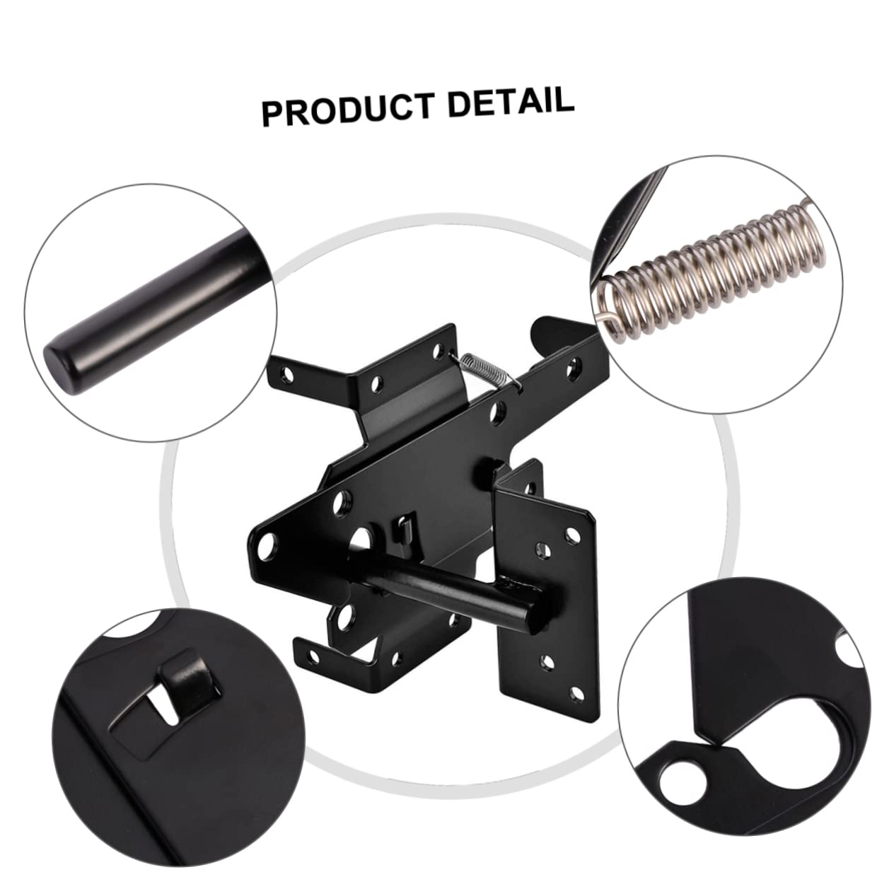 Loquet de Portail Autobloquant Noir à Montage sur Poteau