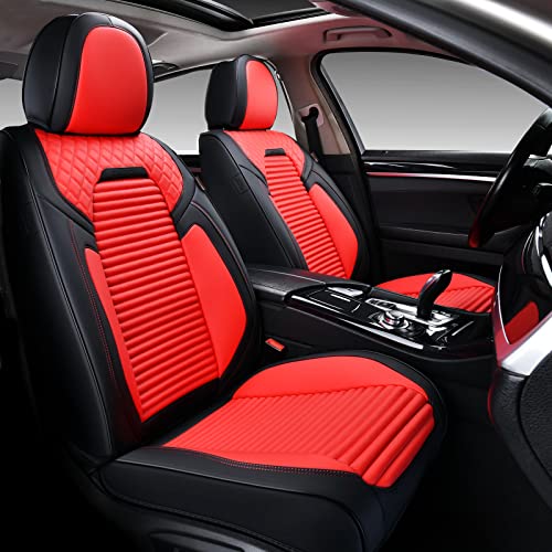 Coverado Car Seat Covers Front Seat Only, Premium Waterproof Leatherette Car Seat Protector, Car Seat Cushions Automotive Interior Accessoris Universal Fit For Most Sedans, Suvs And Trucks (Red, 2Pcs) #TOP25