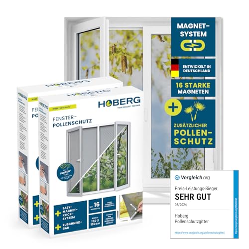 Hoberg Fliegengitter für Fenster mit Pollenschutz | Moskitonetz...
