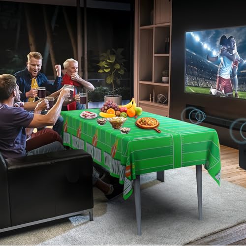 Image of Diueoly Football Tablecloth, 6 PCS Rectangular 54'x108' Disposable Plastic Touchdown Table Cover for Football Tailgate Birthday Party Supplies Superbowl Party Decorations