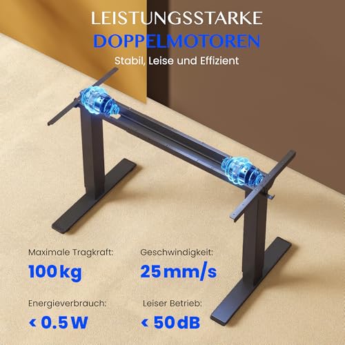 FLEXISPOT Höhenverstellbarer Schreibtisch Gestell E1 PRO mit Doppelmotor – Ansicht 5