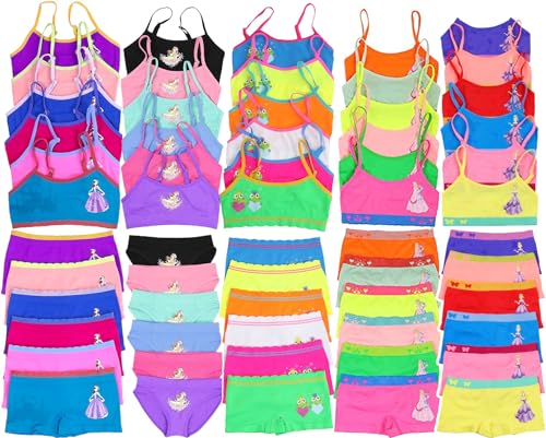 Image of ToBeInStyle Girl Pack of 6 Set Spaghetti Strap Training Bras & Boyshorts Bikinis