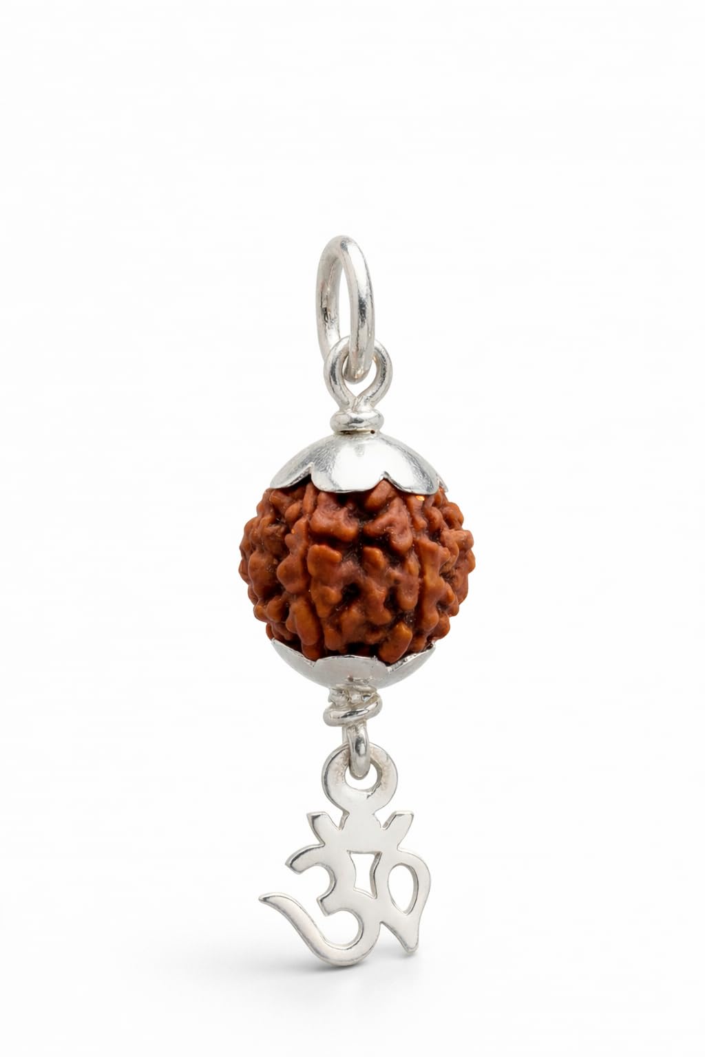 925 Sterling Silver Rudraksha Pendant for Men & Women | 8.5 MM Natural Rudraksh with Silver Caps & Om (ॐ) Floating | Pure Chandi Spiritual Pendant | (Only Pendant)-image-19