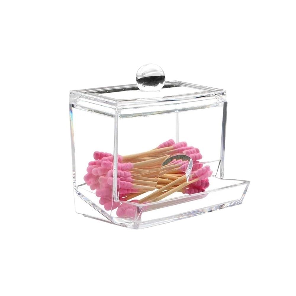 Lianxibag Clear Lid 1Pc Clear Cotton Swabs Storage Holder Dispenser, Pads With Lids, Bathroom Container Organizer