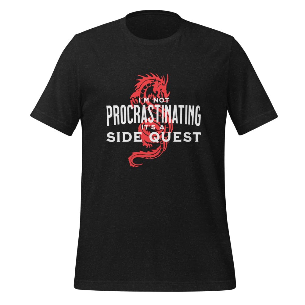 T-shirt Procrastinating Side Quest - Gamer Dragon RPG - 3