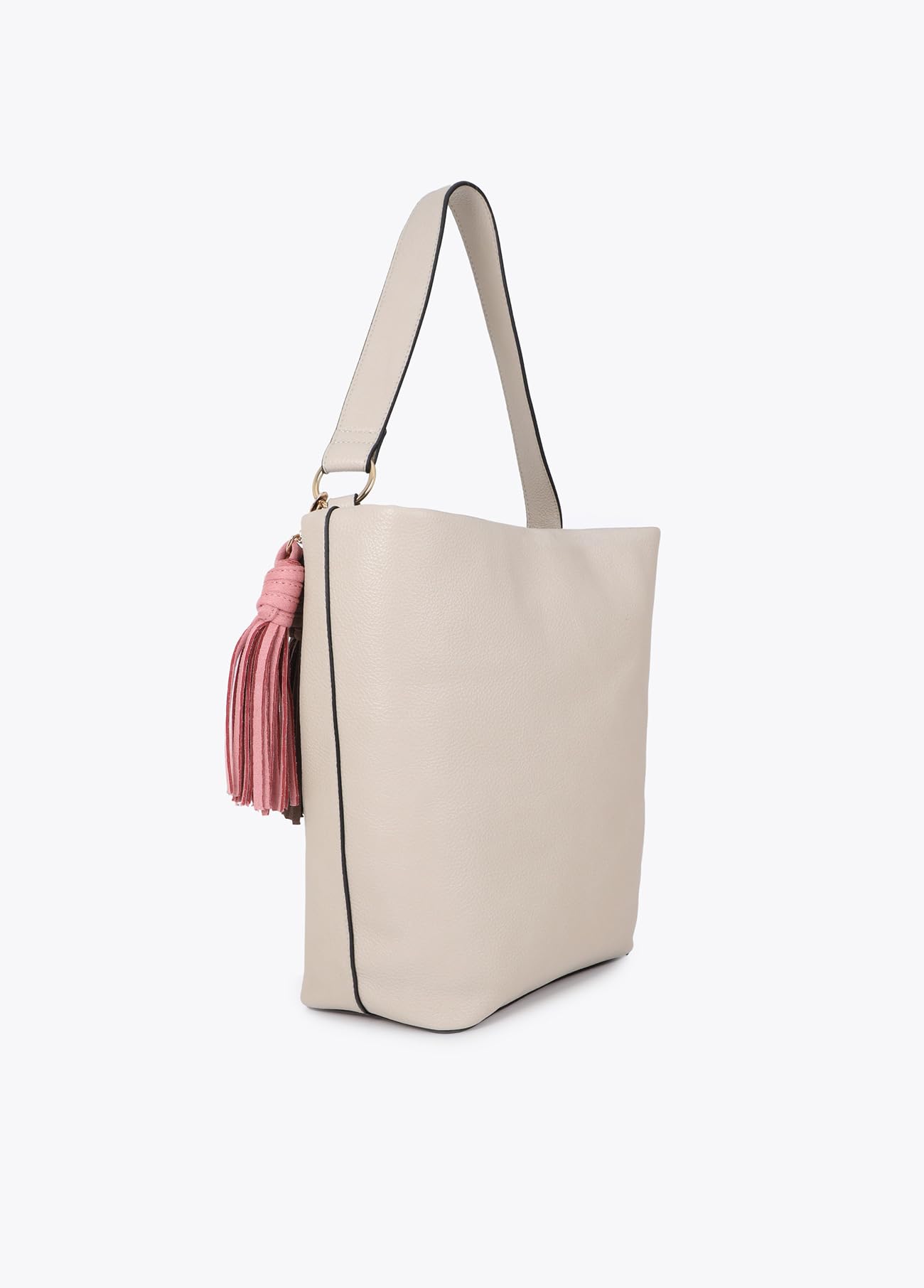 LOLA CASADEMUNT Shopper efecto piel con pompones a contraste