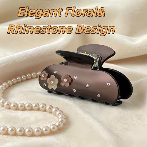 Pinza para cabello vintage floral marrón con estilo retro miniatura 2