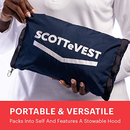 Scottevest Pack Windbreaker Jacket For Women - 19 Hidden Pockets - Lightweight Water Repellent Coat For Travel & More (Navy, Small) #TOP4