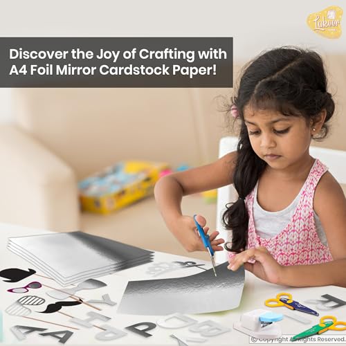 Image of Lakeer A4 Silver Foil Cardstock Paper, 250 GSM Thick Reflective Mirror Sheets, Pack of 10, for Card Making, Scrapbooking, Gift Wrapping and DIY Crafts