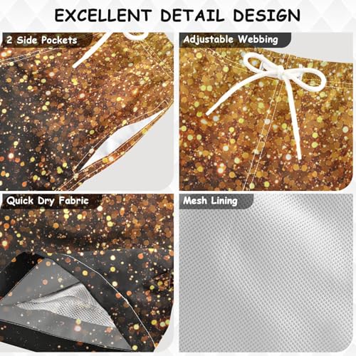 Pigsaly Boys Swim Trunks Mustard Yellow Gradient Flashing Gold Glitter Boys Board Shorts Swimsuit Swimwear Bathing Suit XS3