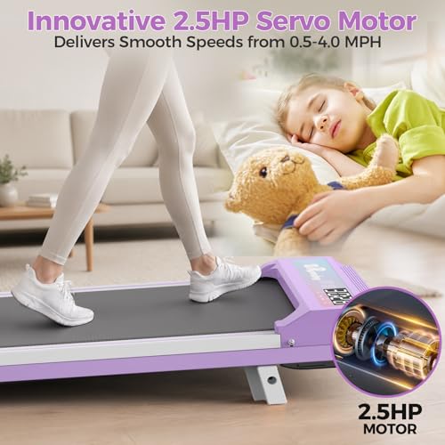 Image of Walking Pad Treadmill for Home Office, Under Desk Treadmill with 2.5HP Quiet Motor, 6% Manual Incline, Remote Control, LED Display, 300 lbs Capacity