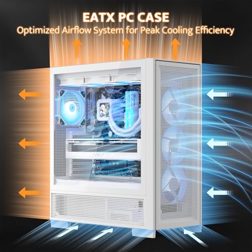 Image of darkFlash AIR NOVA Full Tower E-ATX PC Case, Six-Sided Ventilated Gaming Case, Up to 420mm Radiator, Vertical GPU Mount, Back Connect, Type C, High Airflow, 7 x PWM ARGB Fans Included (White)