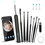 耳かき カメラ付き 耳掃除カメラ 光る耳かき 耳垢取り 奥まで見える インカメラ1296P HD みみかき スコープ 2400万高画質&極細3.5mmレンズ 左右反転機能 イヤースプーン WIFI接続 6LEDライト 録画 写真 Type-C充電 IP68防水 iOS/Android/iPad多機種対応 9点セット 2025年進化版