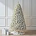 7.5 FT Pre-lit Snow Flocked Christmas Tree, Artificial Spruce Christmas Tree 1100 PVC Branch Tips 350 Warm White Lights, Easy Assembly with Metal Stand and Hinged Branches Decoration
