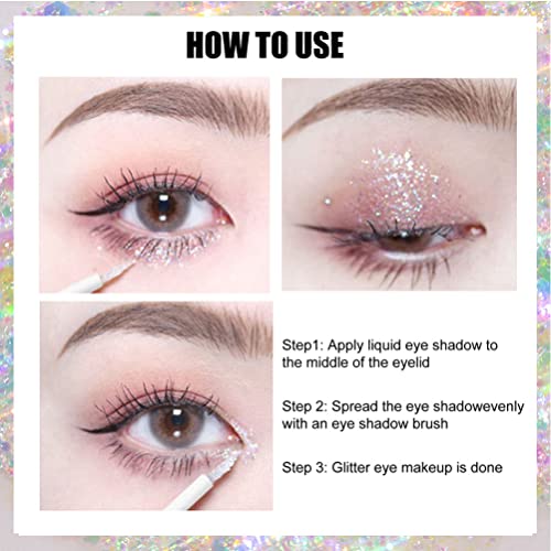 Lingyun Liquid Glitter Eyeshadow Eyeliner, Shimmer Under Eye Shadow Korean Eye Glitter Makeup, Sparkling High Pigment Eye Shadow Loose Glitter Glue For Eye Crystals Glitter Makeup (3#Fairy Tear) #TOP6