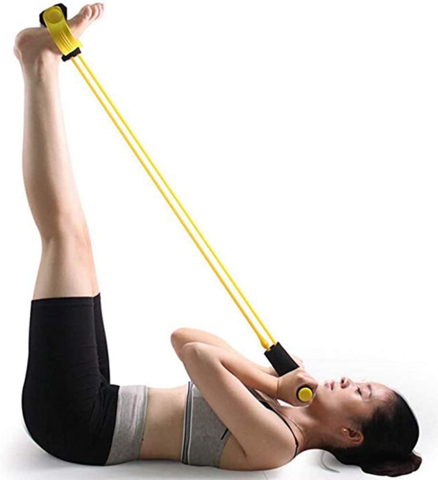 Gmjay Tension Rope 4 Tube Puller Elastico Sit Up Pull Rope Home Gym Attrezzatura per l'allenamento Sportivo Pedale Caviglia Addominale Ginnico Fitness,Blue