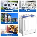 Giantex Portable Mini Compact Twin Tub Washing Machine 20lbs Washer Spain Spinner Portable Washing Machine, Blue+ White - Image 2