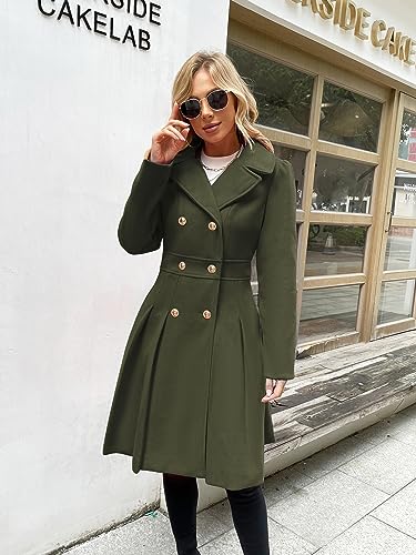 Image of GRACE KARIN 2026 Women's Fashion Trench Coat Notch Lapel Double Breasted Thick A Line Pea Coats Jacket with Pockets(S-2XL)