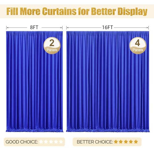 16x10FT Royal Blue Backdrop Curtains for Wedding Parties, Wrinkle Free Polyester Photography Backdrop Drapes for Wedding Baby Shower Birthday Parties Stage Background Stand Decorations 4x10ft,4 Panels by PARTISKY - Image 7