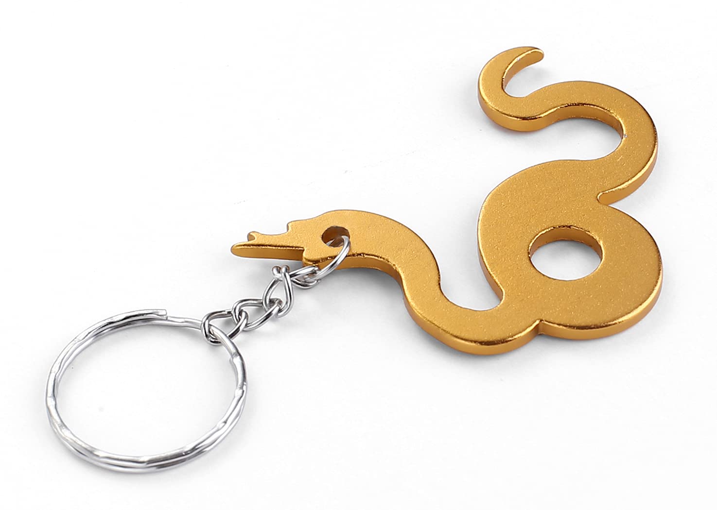 Komonee Snake Gold Metal Key Chain Adder Key Ring Serpent Keychain Reptile Keyring