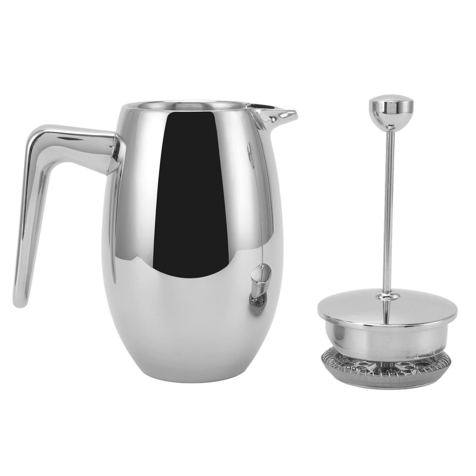 SEAFRONT Dzbanek do Kawy Typu French Press, Dwuwarstwowy Czajnik ze Stali Nierdzewnej z Ustnikiem w Kształcie Litery U do Ręcznego Parzenia w Domu (800ml)