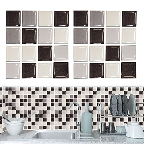 Tomedeks 20PCS Stickers Muraux Credence Adhesive Pour Cuisine Carrelage Adhesif Mural Salle De Bain Stickers Salle De Bain Carrelage Adhesif Mural Stickers Muraux Cuisine mosaïque (10 X 10 CM)