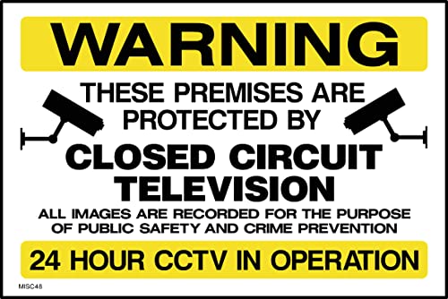 Image of Warning These Premises Are Protected by CCTV Sign - 300mm x 200mm - Self Adhesive Sticker (MISC48)