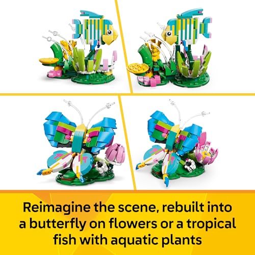 LEGO Creator 3in1 Wild Animals: Colourful Hummingbird - Bird Toy Transforms into a Butterfly or Fish Figure - DIY Room Decor Idea - Creative Gift for 8+ Year Old Girls & Boys - 31384